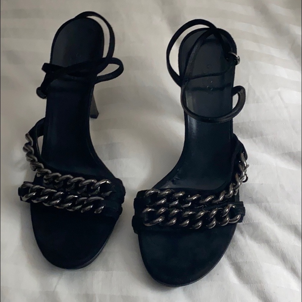 Gucci Black Chain-Strap Heeled Sandals